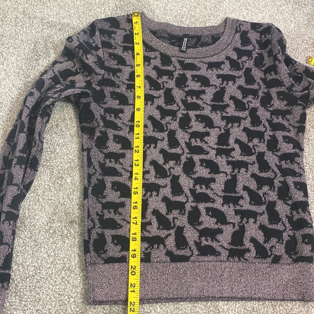 Divided by H&M Black Cat Metallic Pink Knit Sweater Size S - Picture 7 of 7